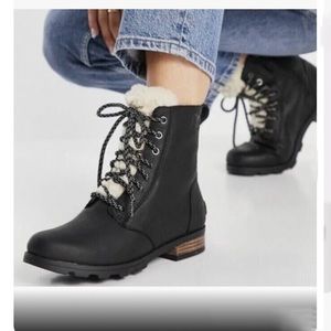 Sorel Emelie Genuine Shearling Short Lace-Up Boot
